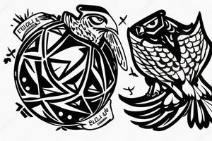 a glorious and strong falcon on a soccer ball tattoo idea