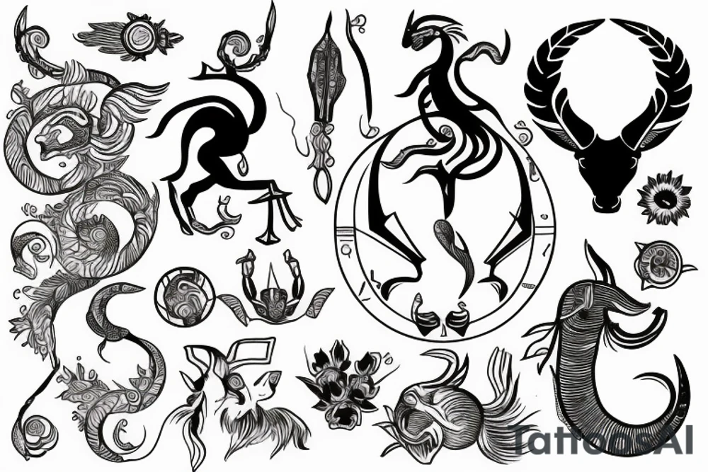 Zodiac sign Capricorn with date 14.01.2003 tattoo idea