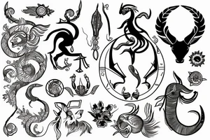 Zodiac sign Capricorn with date 14.01.2003 tattoo idea