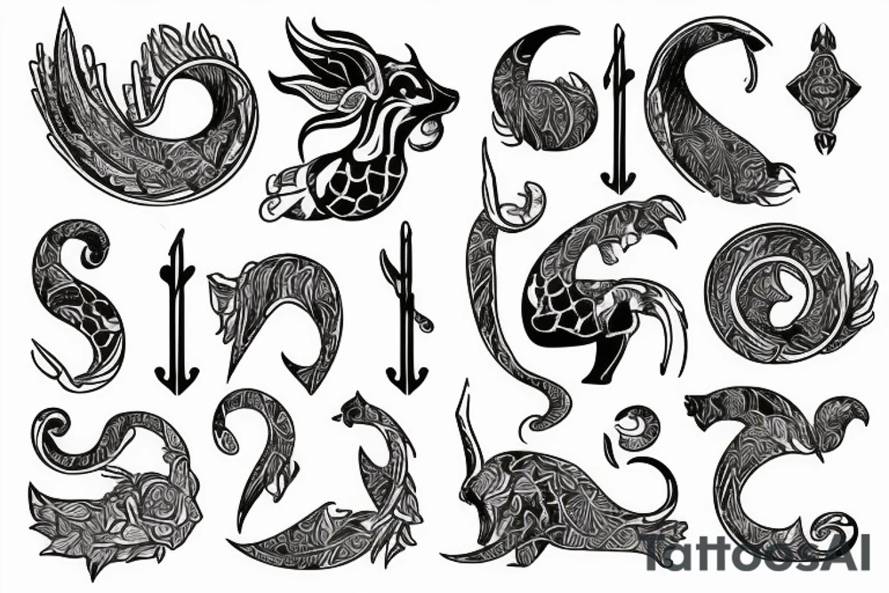 Zodiac sign Capricorn with date 14.01.2003 tattoo idea