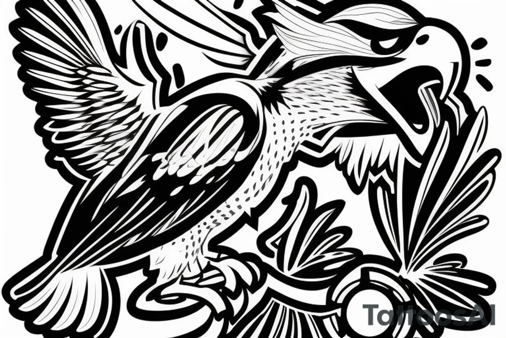 a falcon sitting on a football tattoo idea