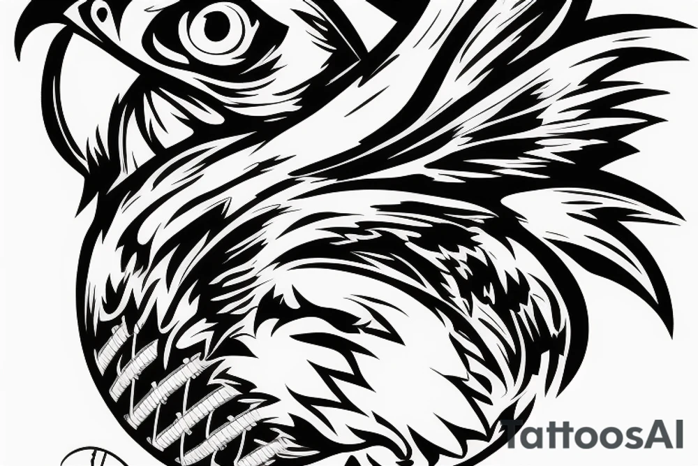a falcon sitting on a football tattoo idea