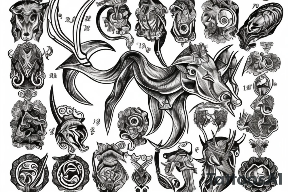 Zodiac sign Capricorn with date 14.01.2003 tattoo idea