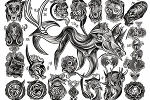 Zodiac sign Capricorn with date 14.01.2003 tattoo idea