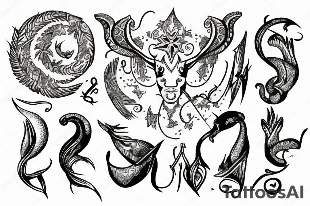 Zodiac sign Capricorn with date 14.01.2003 tattoo idea