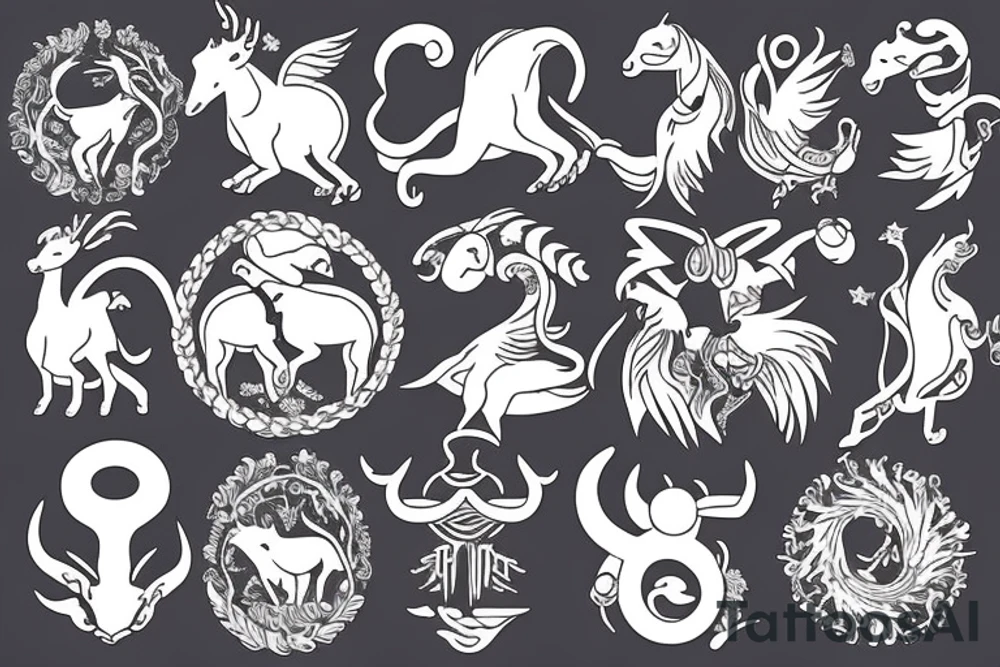 Zodiac sign Capricorn with date 14.01.2003 tattoo idea