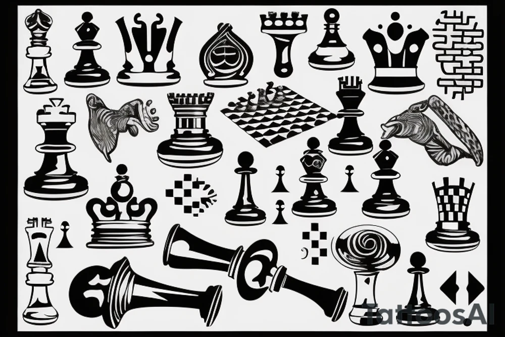 A Chess game with anything of electronic and computering, with matematics and Cuba Island tattoo idea