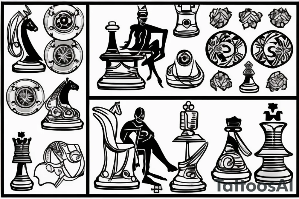 A Chess game with anything of electronic and computering, with matematics and Cuba Island tattoo idea