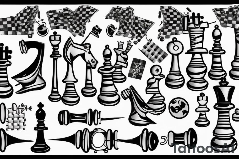 A Chess game with anything of electronic and computering, with matematics and Cuba Island tattoo idea