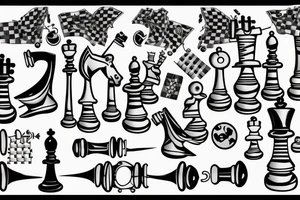 A Chess game with anything of electronic and computering, with matematics and Cuba Island tattoo idea