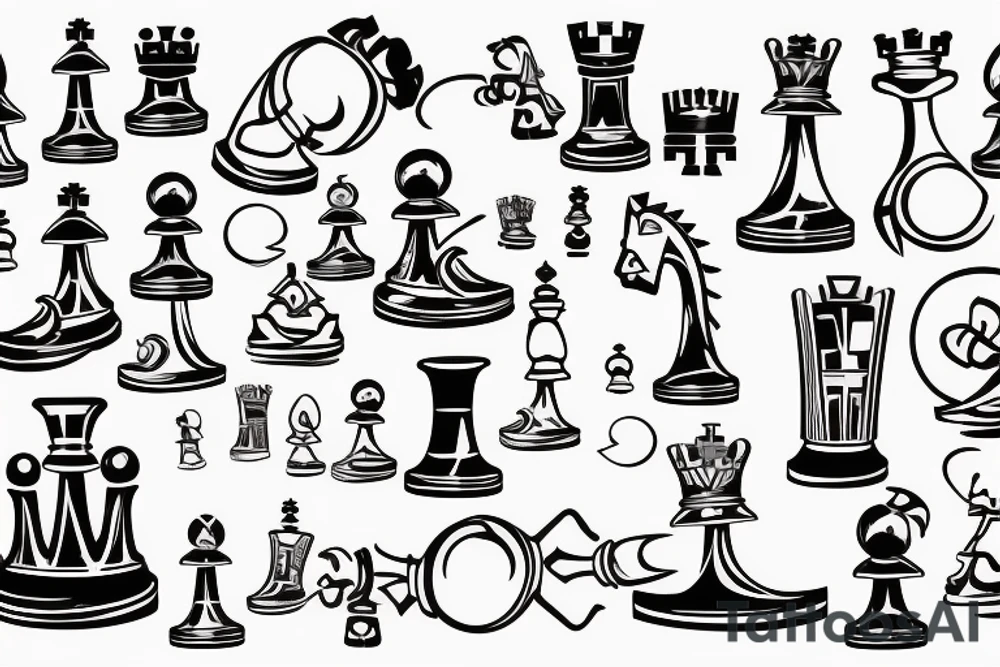 A Chess game with anything of electronic and computering, with matematics and Cuba Island tattoo idea