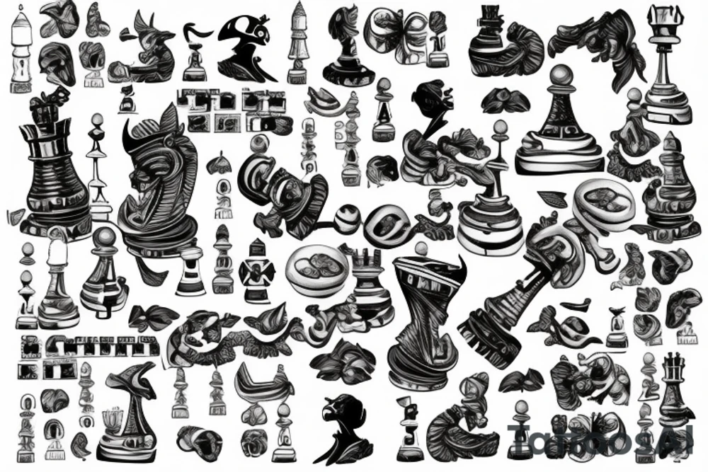 A Chess game with anything of electronic and computering, with matematics and Cuba Island tattoo idea