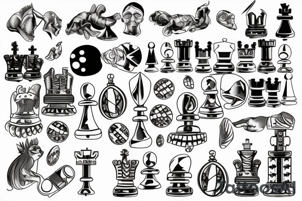 A Chess game with anything of electronic and computering, with matematics and Cuba Island tattoo idea