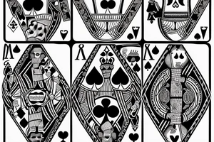 3 playing cards behind each other
ace of spades
4 of hearts
9 of clubs tattoo idea