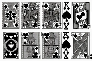3 playing cards behind each other
ace of spades
4 of hearts
9 of clubs tattoo idea