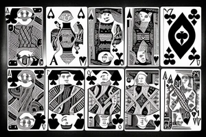 3 playing cards behind each other
ace of spades
4 of hearts
9 of clubs tattoo idea