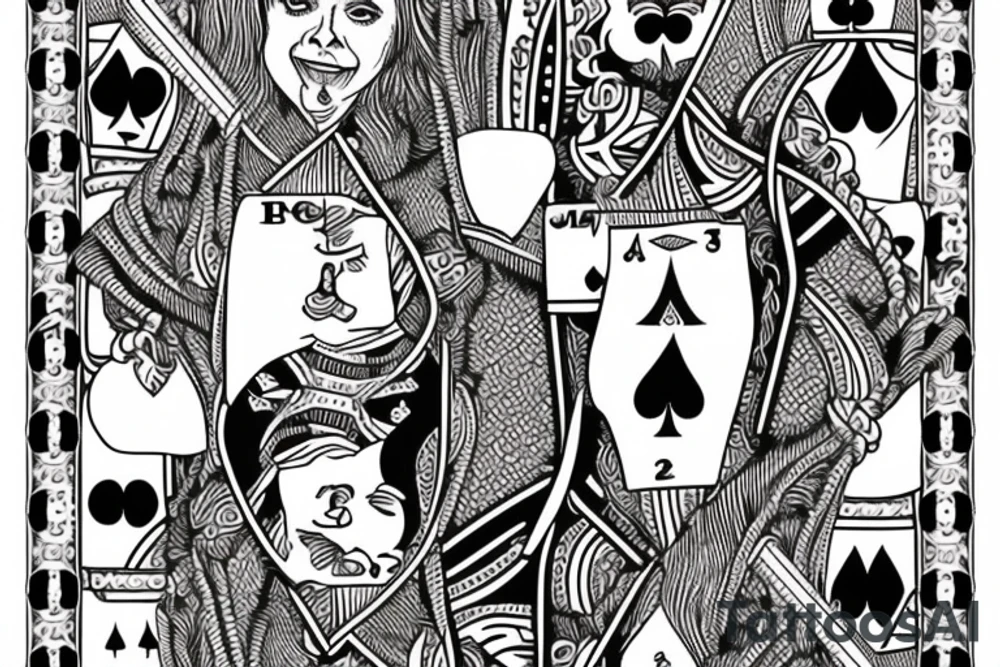 a fan of playing cards
ace of spades
4 of hearts
9 of clubs tattoo idea