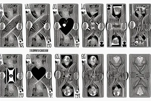 a fan of playing cards
ace of spades 
4 of hearts 
9 of clubs tattoo idea