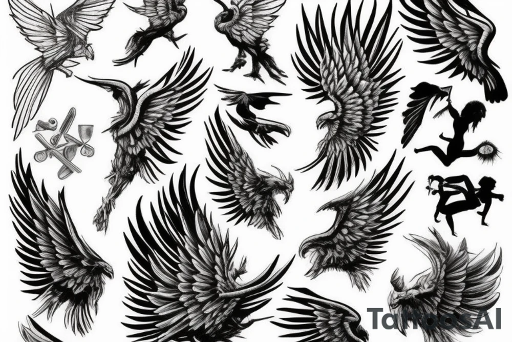 Icarus with wings falling tattoo idea