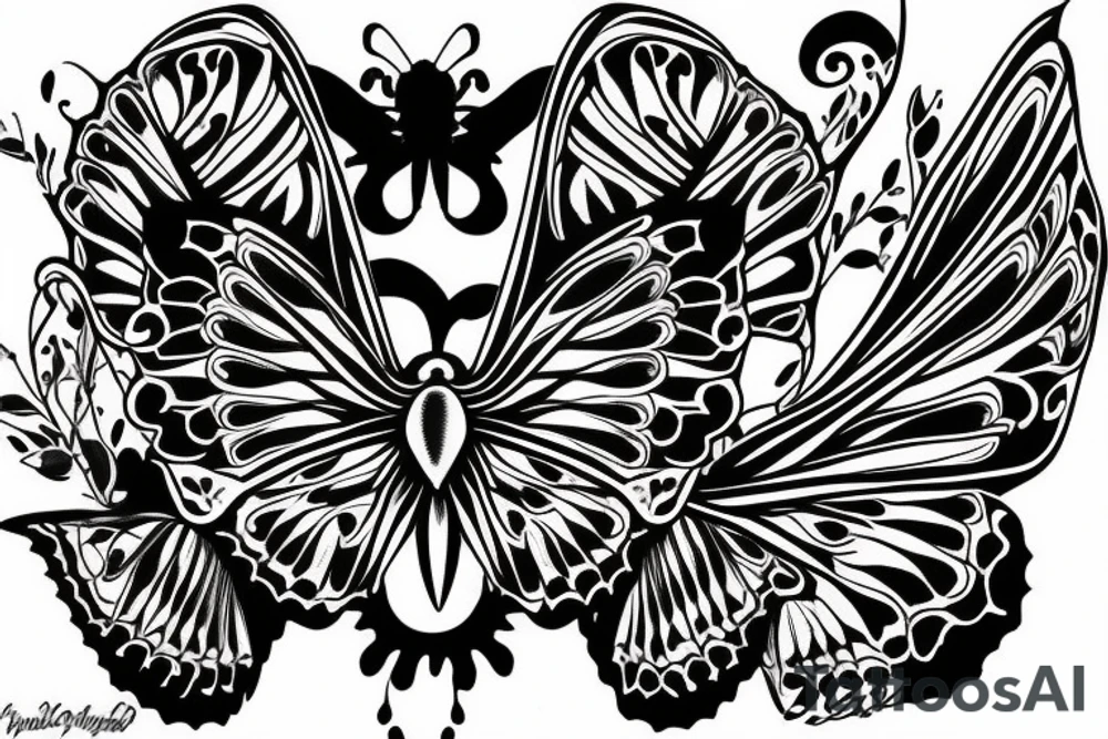 butterfly memento mori tattoo idea