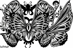 butterfly memento mori tattoo idea