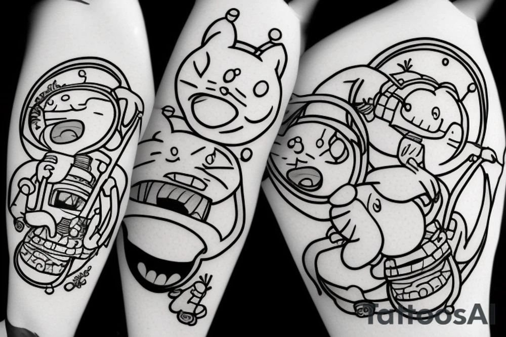 Alf versus Doraemon tattoo idea