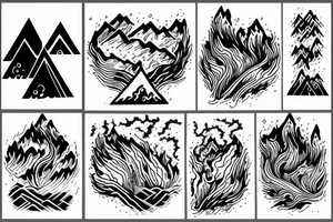 Mountain + fire + water tattoo idea