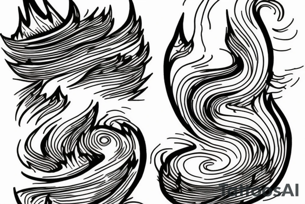 Mountain + fire + water tattoo idea