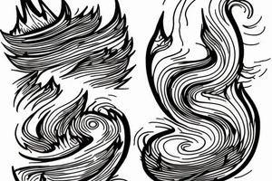 Mountain + fire + water tattoo idea