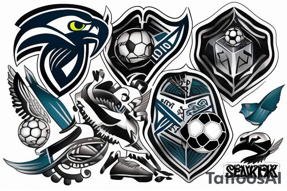seahawk holding a soccer ball tattoo idea