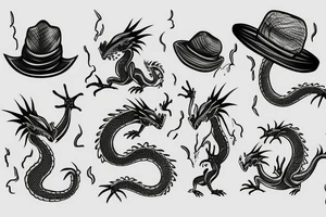 small dragon with a hat tattoo idea