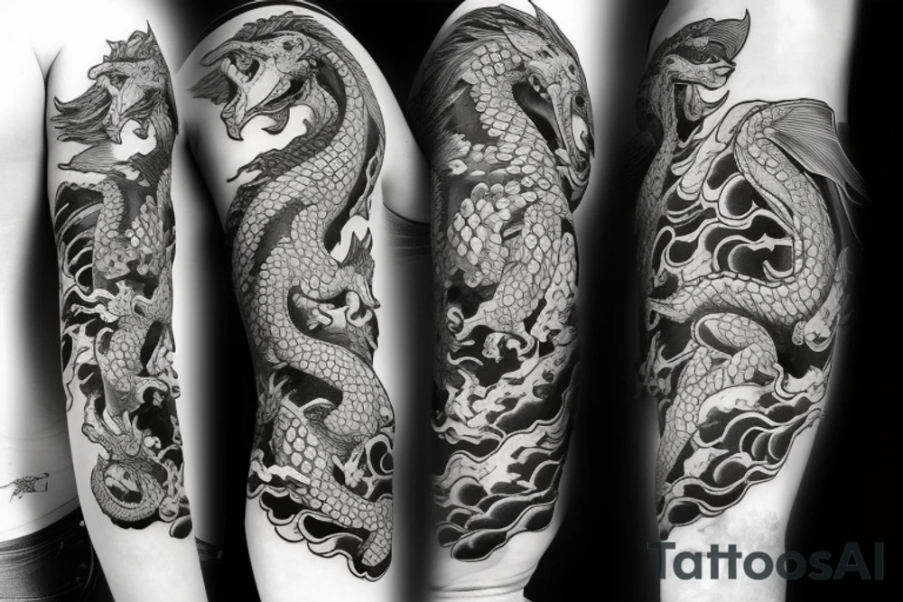 dragon spitting fire out angrily tattoo idea