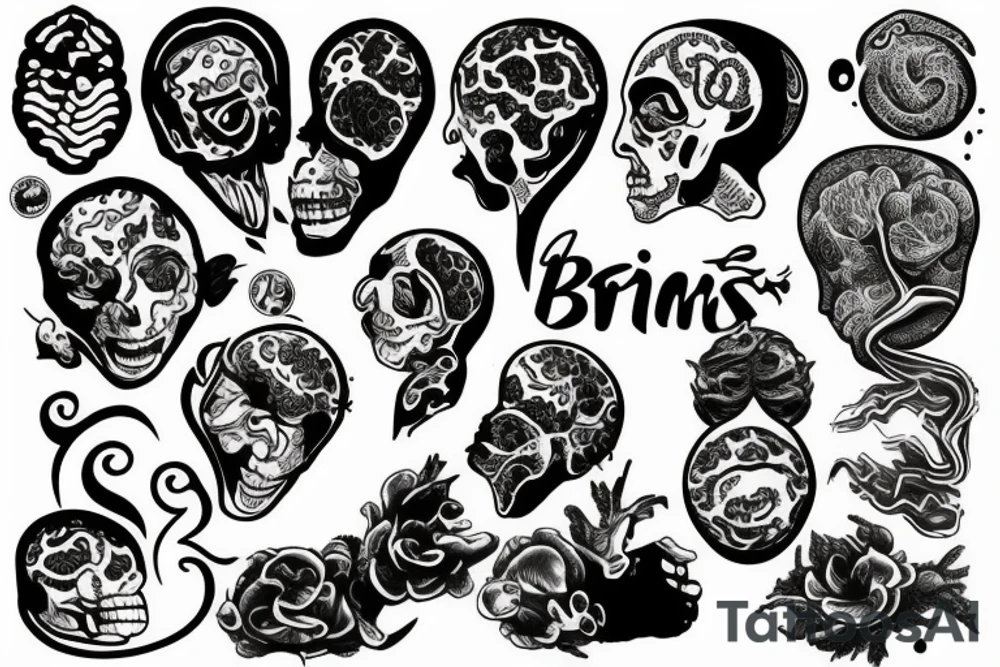 two brains touching and melting tattoo idea