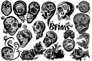 two brains touching and melting tattoo idea