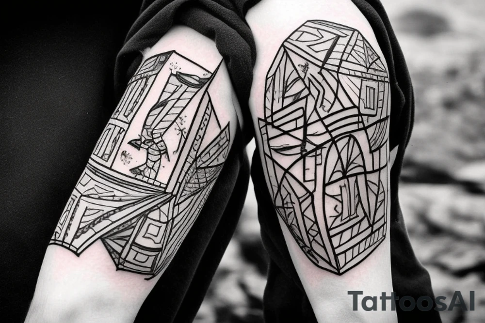 Backpacking Australia with a Guitar and a station Waggon. A brain and a heart fighting each other. tattoo idea