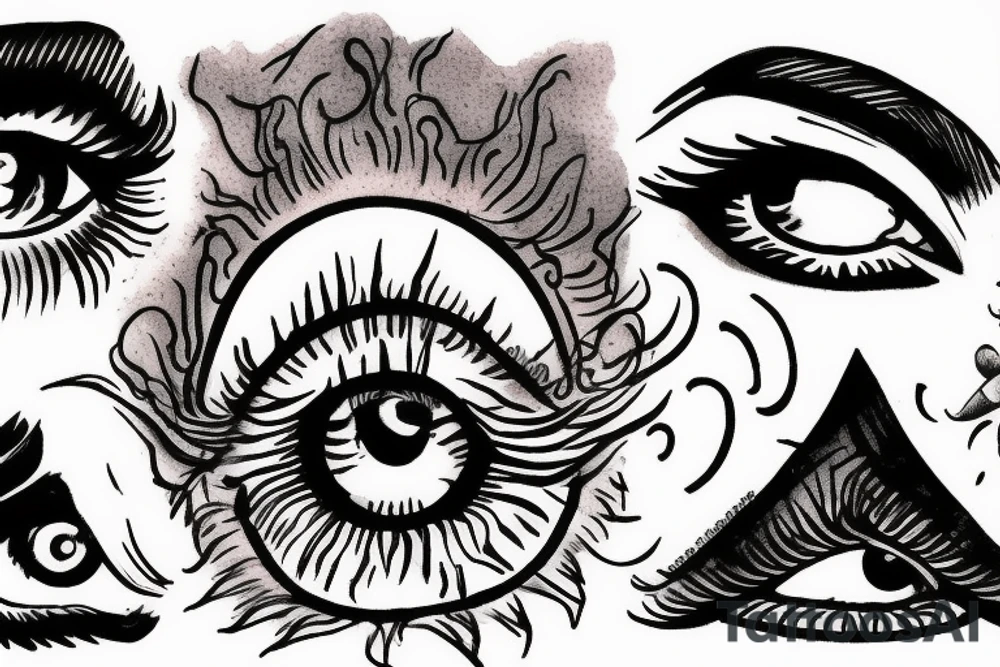 eyes and a stormy mountain tattoo idea