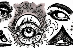 eyes and a stormy mountain tattoo idea