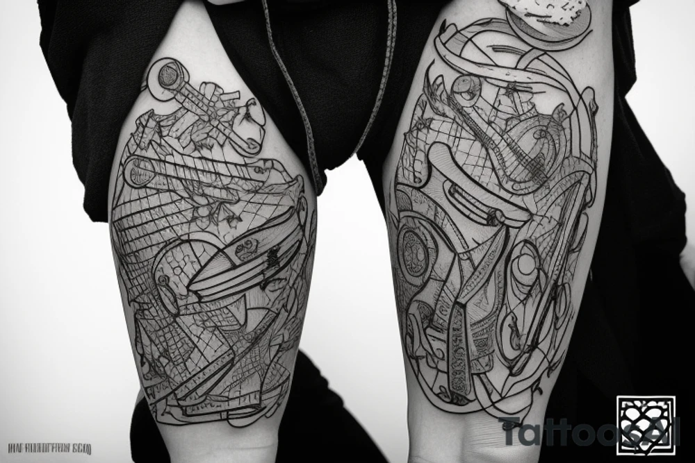 Backpacking Australia with a Guitar and a station Waggon. A brain and a heart fighting each other. tattoo idea