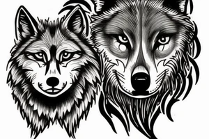 Wolf rose clock tattoo idea