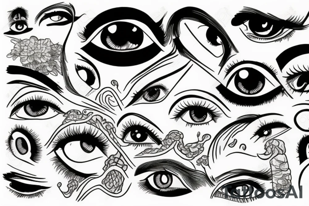eyes and a stormy mountain tattoo idea