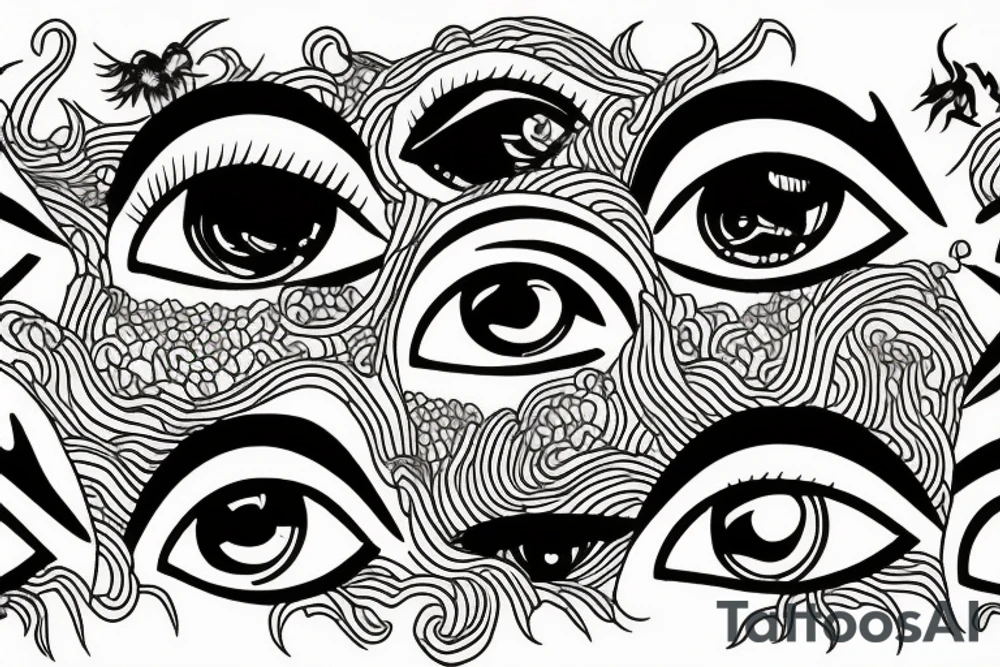eyes and a stormy mountain tattoo idea