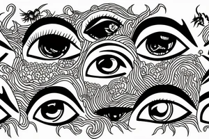 eyes and a stormy mountain tattoo idea