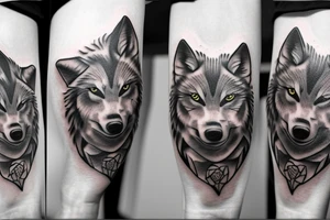 Wolf rose clock tattoo idea
