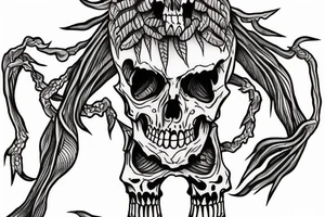 Giant Skeleton walking over mountain tattoo idea