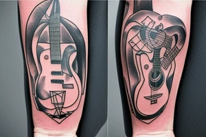 backpacking in australia with a guitar and in a station wagon. A brain and a heart fighting each other. Arm Tattoo tattoo idea