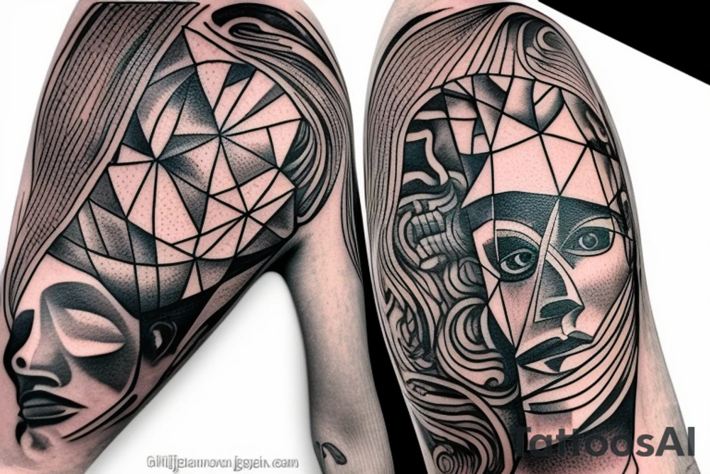 backpacking in australia with a guitar and in a station wagon. A brain and a heart fighting each other. Arm Tattoo tattoo idea