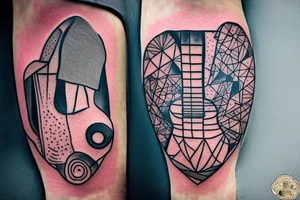 backpacking in australia with a guitar and in a station wagon. A brain and a heart fighting each other. Arm Tattoo tattoo idea