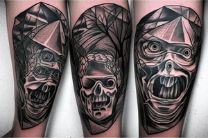 backpacking Australia with a guitar and a station wagon. A brain and a heart fighting each other. Arm Tattoo tattoo idea
