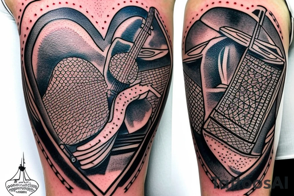 backpacking Australia with a guitar and a station wagon. A brain and a heart fighting each other. Arm Tattoo tattoo idea