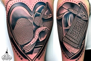 backpacking Australia with a guitar and a station wagon. A brain and a heart fighting each other. Arm Tattoo tattoo idea